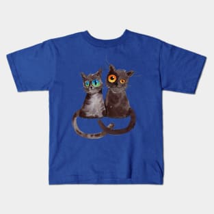 Two dark gray cats watercolor Kids T-Shirt